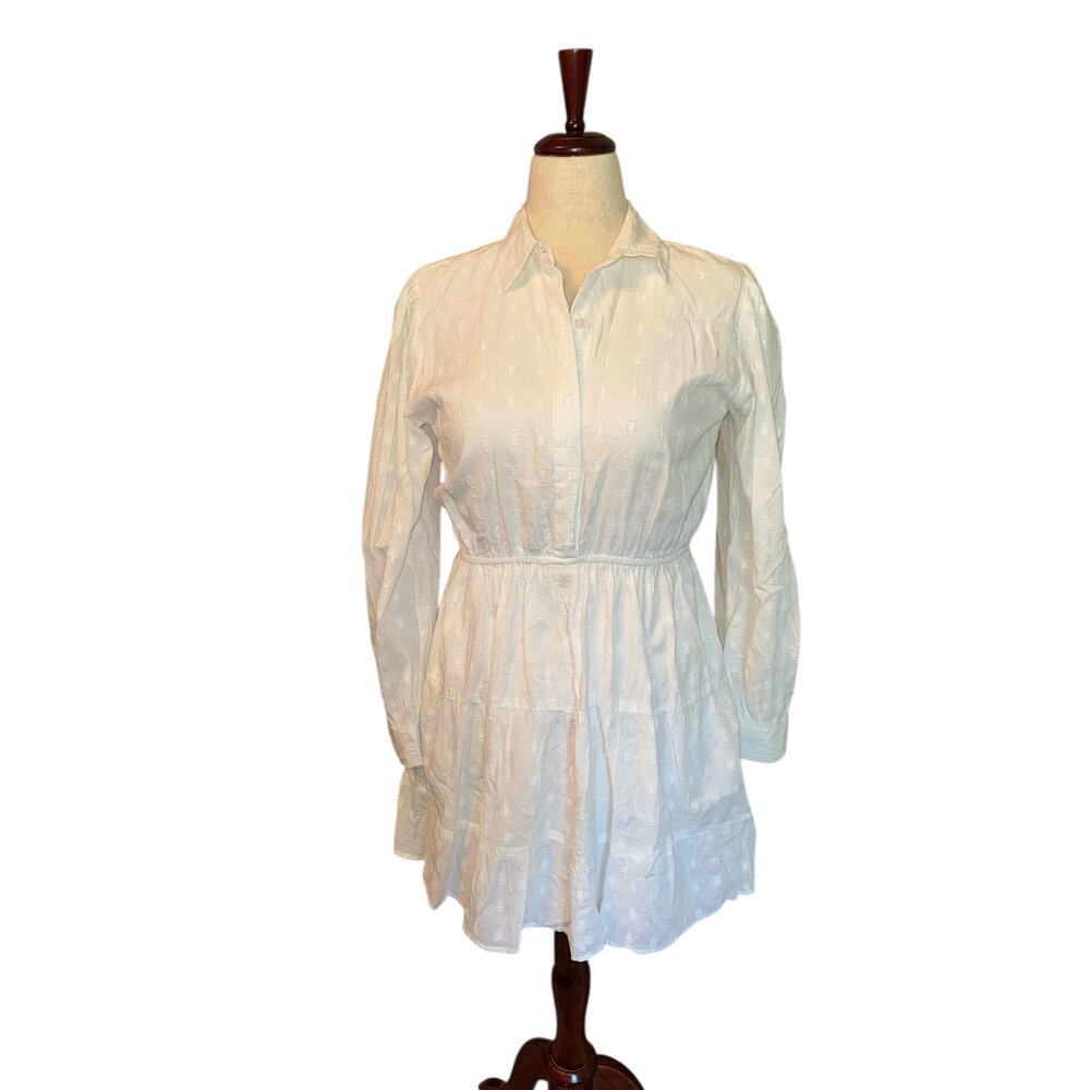 Sim & Sam long‎ sleeve white eyelet dress size M